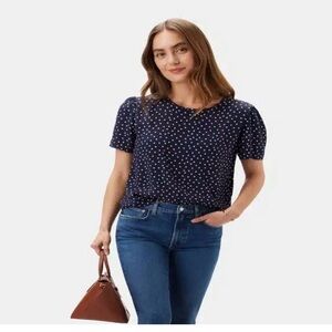 Amour Vert Odilia Crepe Blouse - Riviera Dot Navy Blue